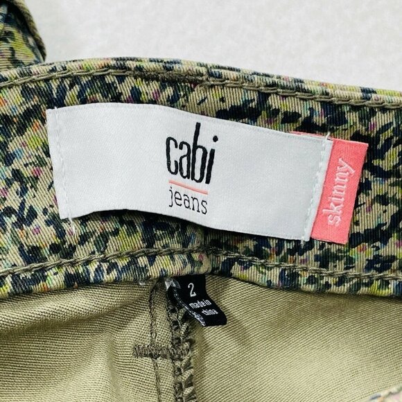 Cabi Skinny Jeans Pants Women Size 2 Green Pattern Modern Camouflage Camo Casual - Picture 9 of 10